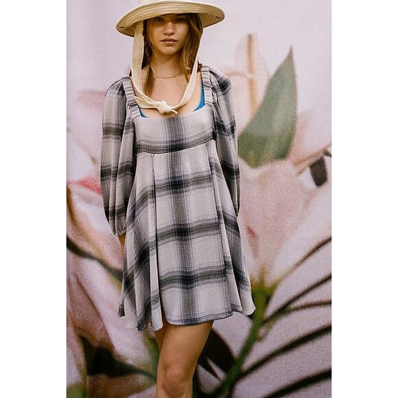 Urban Outfitters Lachlan Flannel Smocked Mini Dress Size XS - Picture 1 of 8